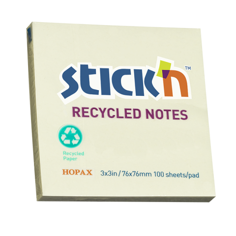 STICK'N/N次贴 环保再生便条纸 黄色 76mm*76mm