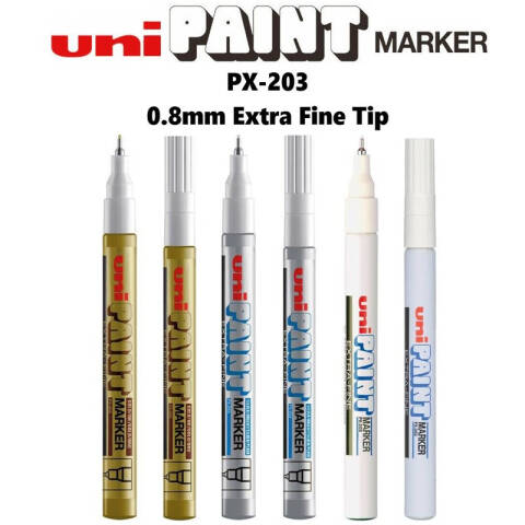 UNI 三菱极细油漆笔 极细0.7mm（12支/盒） PX-203银色