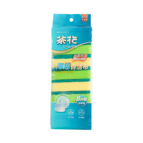 CHAHUA/茶花 海绵百洁布 B0001P随机色 8片装 组