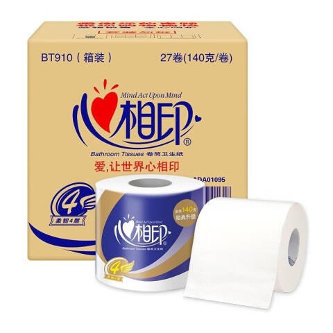 Mind Act Upon Mind/心相印 心柔系列4层140g卷筒卫生纸 BT910 10卷*6提/袋