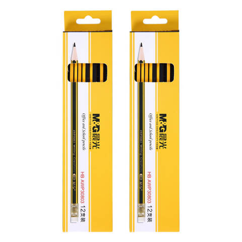 M&G/晨光 HB铅笔，AWP30803 （黄黑色抽条笔杆）盒装 （替代：MWW706）