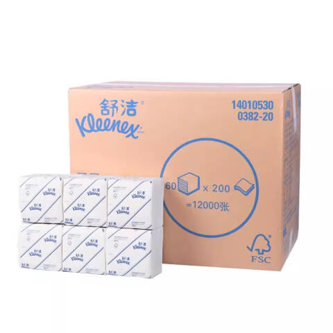 Kleenex/舒洁 舒洁®双层200张抽取式卫生纸 0382-20 60包/箱