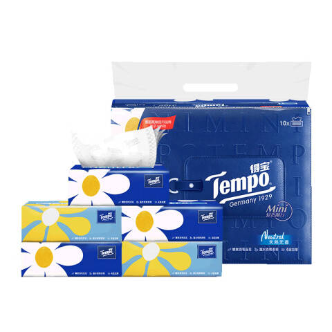 Tempo/得宝 4层80抽Mini软抽抽取式纸面巾纸 T2898A 10包*6提/箱