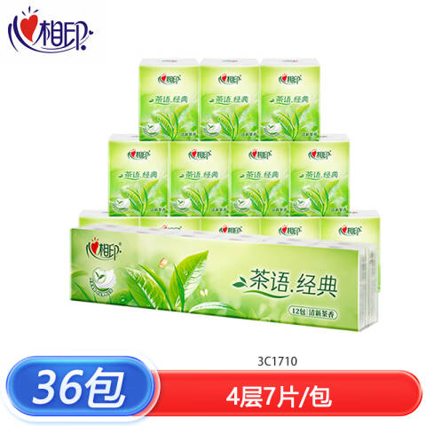 Mind Act Upon Mind/心相印 茶语经典四层手帕纸 C1710 7片*12包*36条/箱
