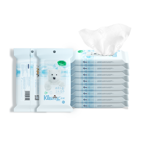 Kleenex/舒洁 棉柔杀菌卫生湿巾 91345 10片*10包*6提/箱