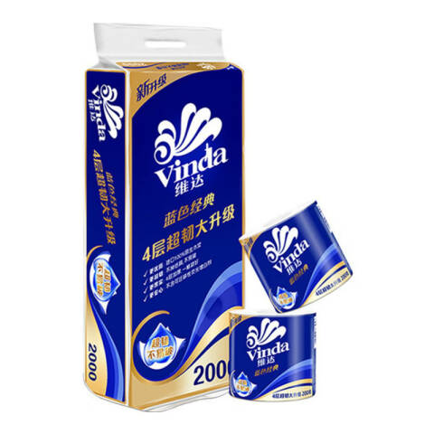 Vinda/维达 蓝色经典4层200g有芯卷筒卫生纸 V4073 10卷/提