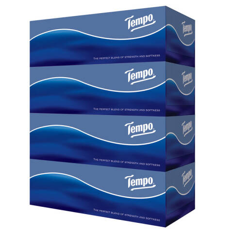 Tempo/得宝 3层90抽蓝色硬盒面巾纸 T2274 4盒/提