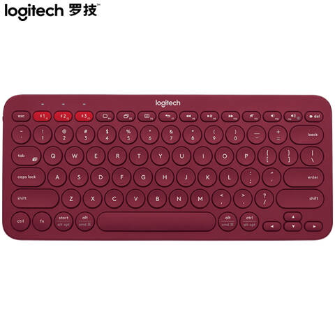 罗技Logitech 无线蓝牙键盘，K380红色 办公女性便携超薄笔记本键盘