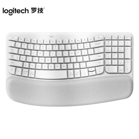 罗技Logitech 无线蓝牙键盘，WAVE KEYS 白 人体工学键盘