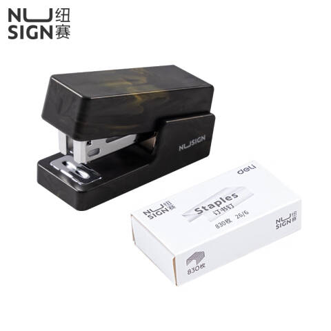 得力deli 纽赛NS083C订书机(黑色)(1台订书机+1盒钉)