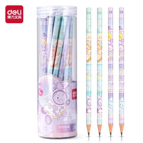 Deli/得力 58219-2B兔比航天桶装铅笔(混)(25支/筒)