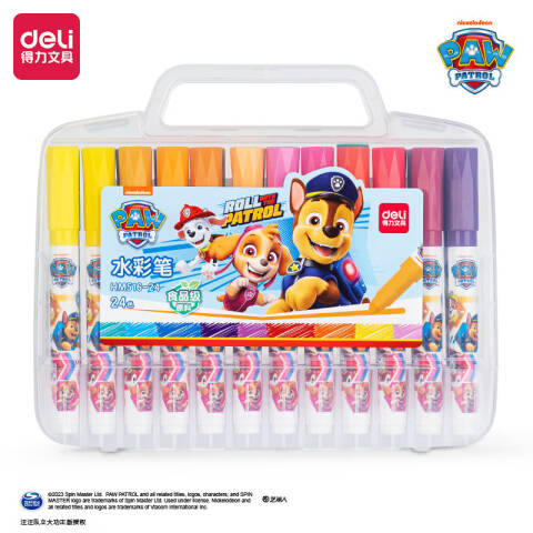 Deli/得力 HM516-24_汪汪队PP盒装食品级圆杆水彩笔(混)(24色/盒)