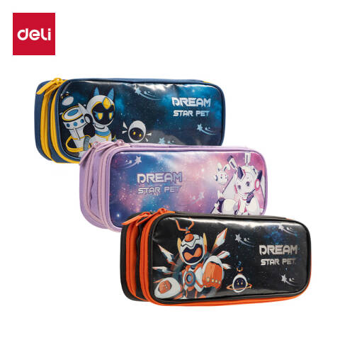 Deli/得力 67092A次元星宠双层笔盒式多用途笔袋(混-次元星宠)(个)