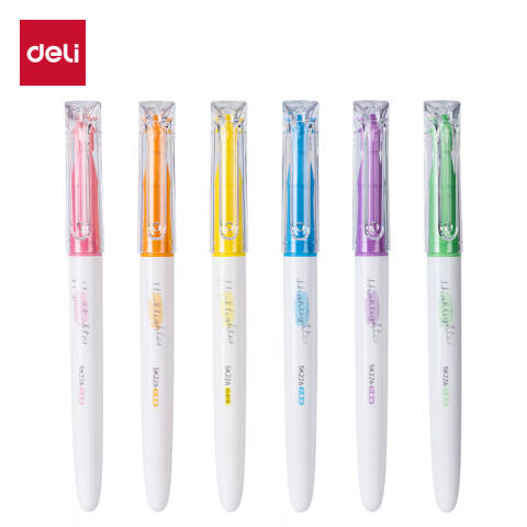 Deli/得力 SK226单头抗晕染荧光笔缤纷色系(混)(6支/盒)