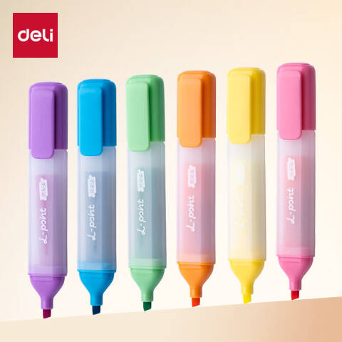 Deli/得力 SK628抗晕染荧光笔缤纷色系(混)(6支/盒)