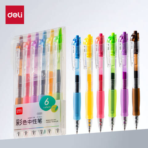 Deli/得力 SA503彩色中性笔0.5mm子弹头(混)(6支/盒)