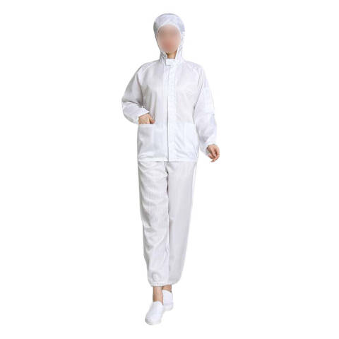 易工鼎 防静电服 分体无尘服连帽有口袋工作服防护服 白色5XL码yjy09491