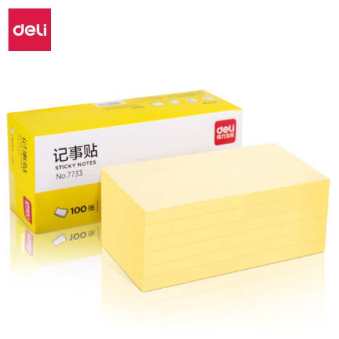 Deli/得力 7733记事贴(淡黄)76*76mm(包)