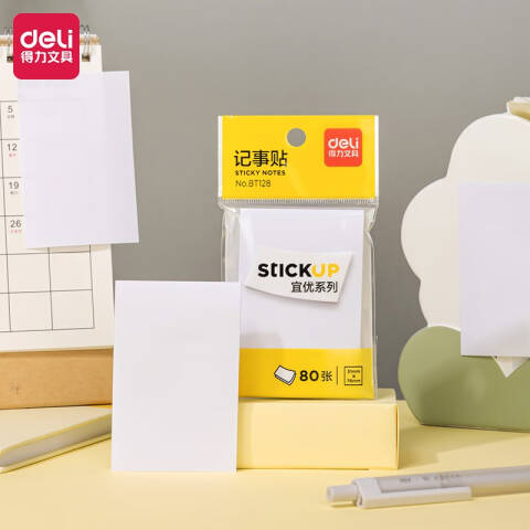 Deli/得力 BT128记事贴76*51mm/80张(白)(本)