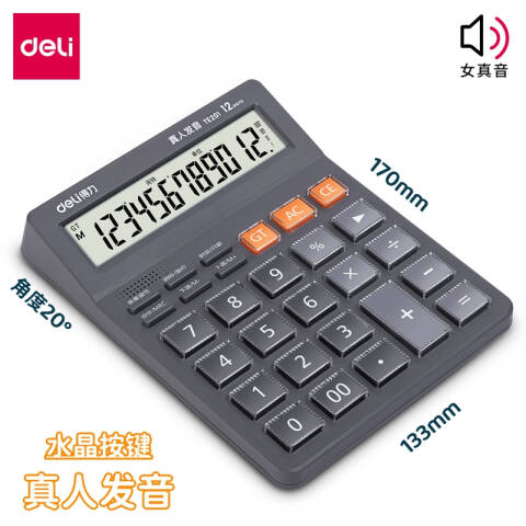 Deli/得力 TE201语音计算器(灰)(台)