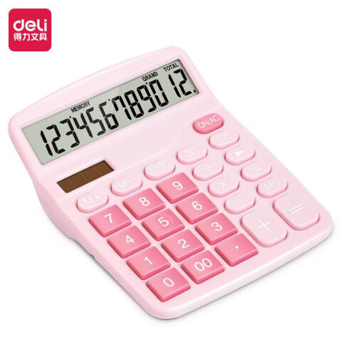 Deli/得力 TE837C桌面计算器(粉色)(台)