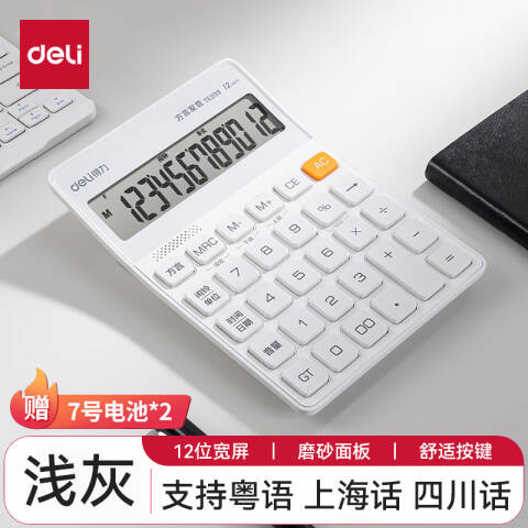 Deli/得力 TE209方言语音计算器(浅灰)(台)