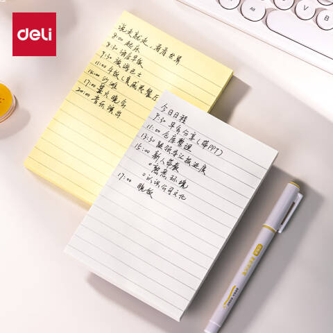 Deli/得力 BT303记事贴102mm×152mm100张(黄色横线)(本)
