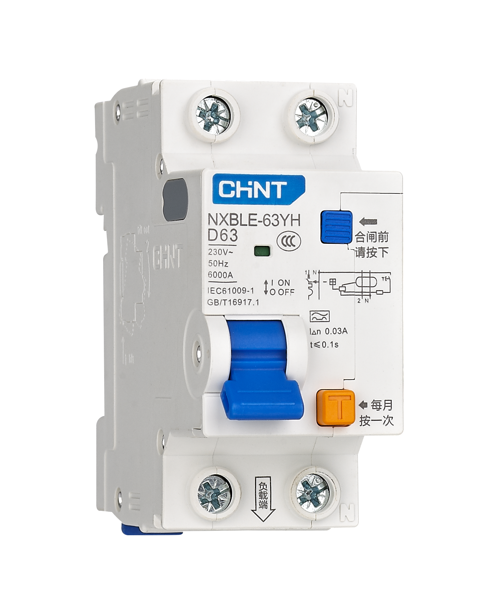 CHINT/正泰 NXBLE-63YH 剩余电流动作断路器 NXBLE-63YH 2P C32 0.03A 6kA