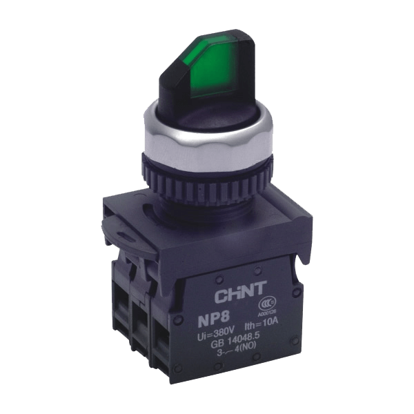 CHINT/正泰 NP8 带灯平钮 NP8-02BND 绿 AC 110V-220V