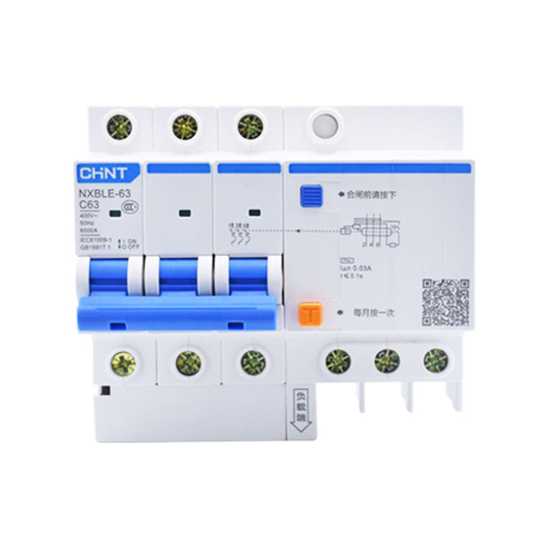 CHINT/正泰 NXBLE-63 剩余电流动作断路器 4只/盒，36只/箱 NXBLE-63 3P C40 100mA A型 6kA