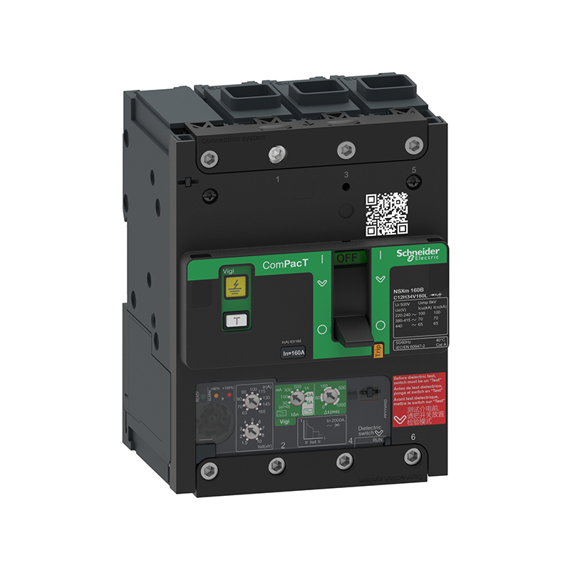 施耐德 NSX100 160m 塑壳漏电保护断路器 VIGINSX100M F MIC4.1(ELCB) 100A 3P EVERLINK连接器 (新)
