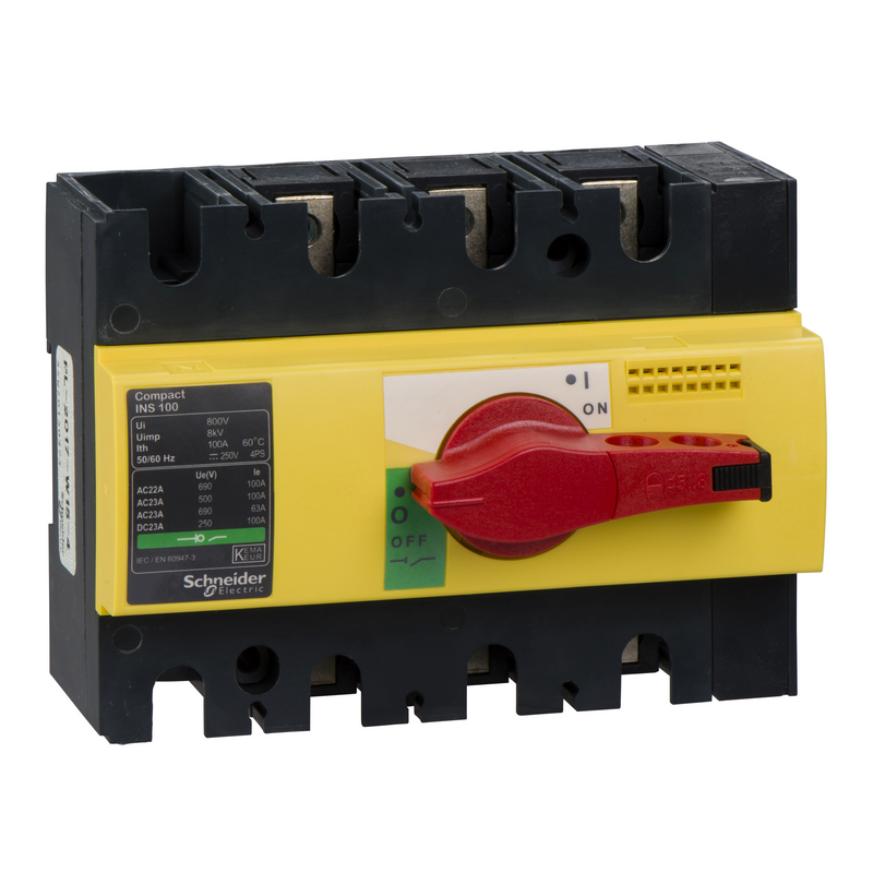 施耐德 INS负荷开关 INS100 3P固定式前接线带红色手柄(28924)