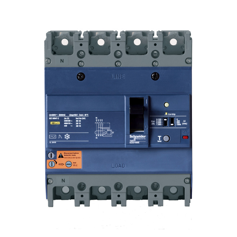 施耐德 EZD塑壳漏电保护断路器 VIGIEZD160S-80A 4P 漏电跳闸(新)