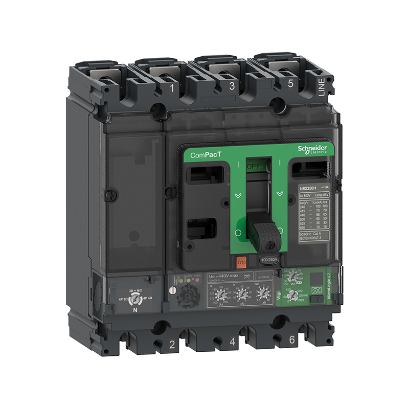 施耐德 NSX 塑壳漏电保护断路器 VIGINSX250H MIC4.2 250A 4P4D (4P) 固定式前接线 (新)