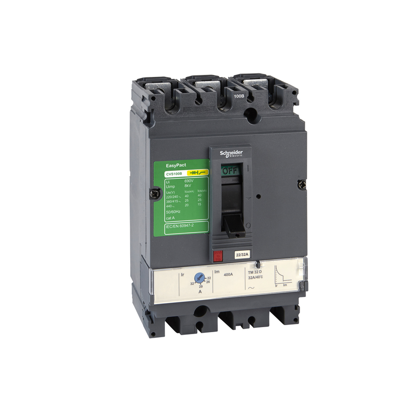 施耐德 CVS交流塑壳配电保护断路器 CVS100B TM32D 3P3D(3P)固定式前接线