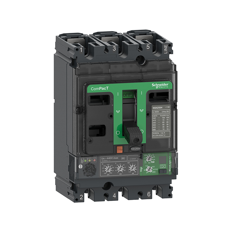 施耐德 NSX 塑壳漏电保护断路器 VIGINSX100F MIC4.2 100A 3P3D (3P) 固定式前接线 (新)