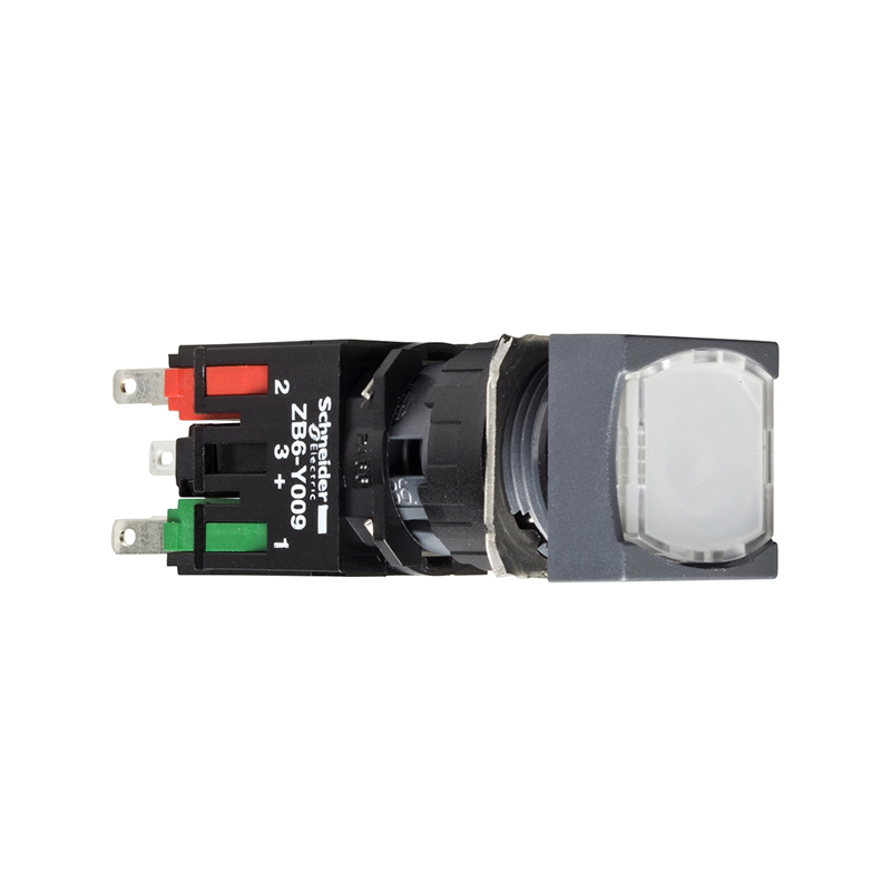 施耐德 进口XB6CW塑料方形自复位带灯按钮 XB6-CW1B1B