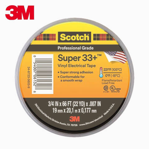 3M 电工胶带 Scotch Super33+ 黑 19mm×20.1m Scotch Super33+ 黑 19mm×20.1m