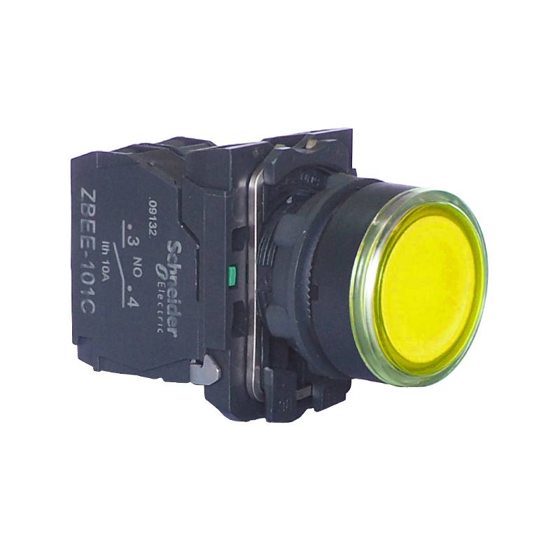 施耐德 国产XB5AW塑料平头带灯按钮 XB5AW35G1C=ZB5AW353C+ZB5AW0G51C