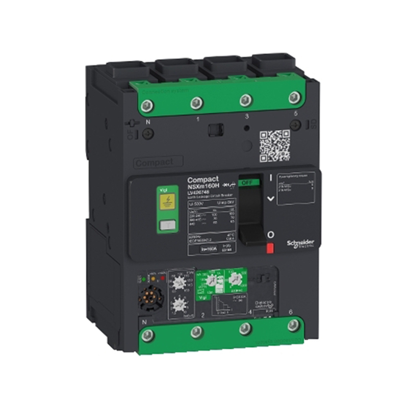 施耐德 NSXm 塑壳漏电保护断路器 VIGINSXM160N MIC4.1(ELCB) 160A 4P4D 固定式 EVERLINK连接器