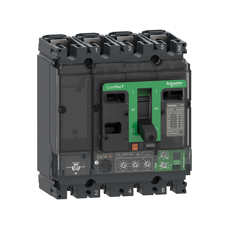 施耐德 NSX 塑壳漏电保护断路器 VIGINSX100N MIC4.2 40A 4P4D (4P) 固定式前接线 (新)