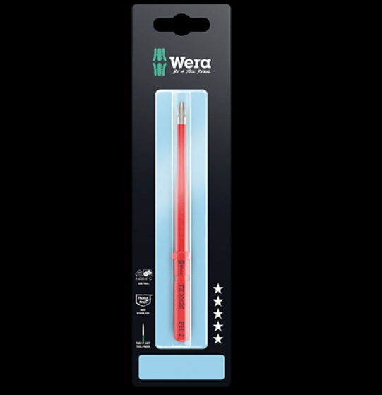 WERA/维拉 不锈钢十字绝缘螺丝刀杆彩色独立包装Kraftform Kompakt VDE 3062 iS PH 1 x 157 mm 05006580001