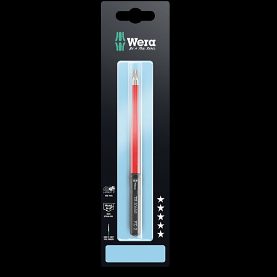 WERA/维拉 不锈钢穿心米字绝缘螺丝刀杆彩色独立包装Kraftform Kompakt VDE 3065 iS PZ 1 x 157 05006582001