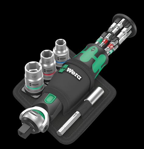 WERA/维拉 3/8“推杆换向棘轮扳手公制组套28009 Zyklop Pocket Set Imperial 2 05004283001