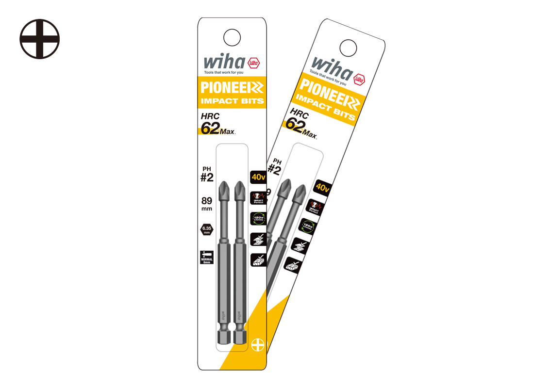 WIHA/威汉 先锋型系列冲击批头4支装，PH2x49mm 93003C