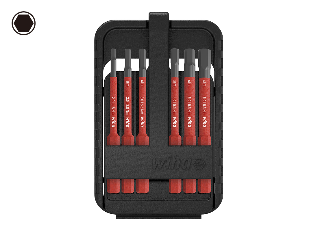WIHA/威汉 slimBit电工绝缘细杆批头6件套 43156