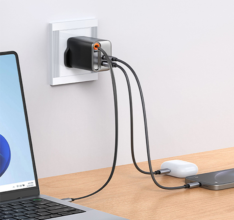 WiWU 充电侠45W PD+OC GaN伸缩线快充旅行适配器Wi-G021