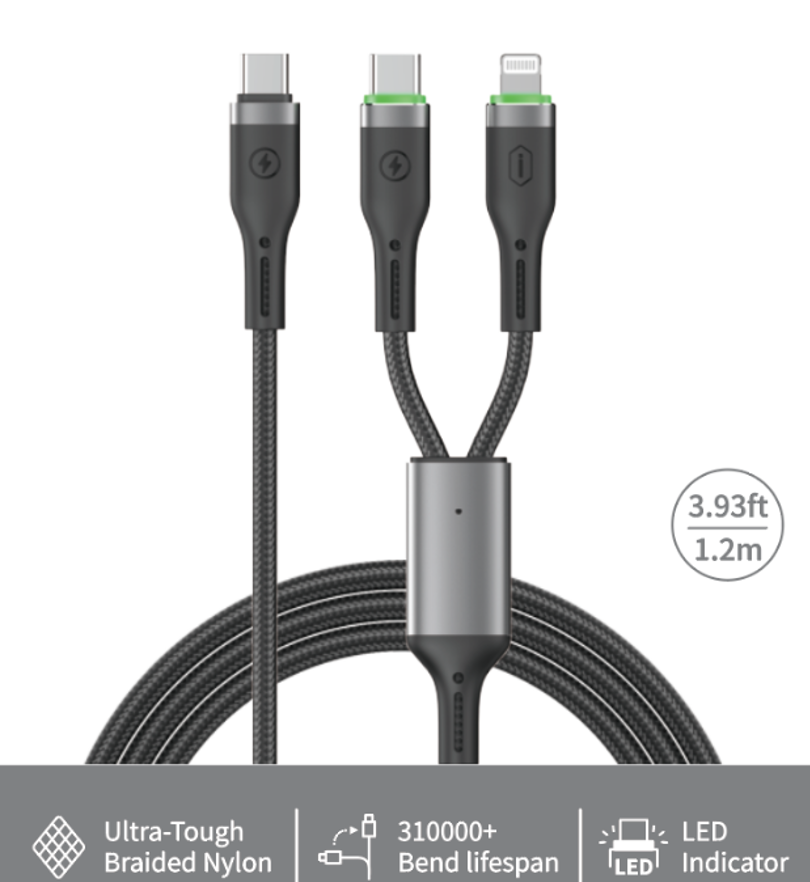 WiWU 欧闪系列数据线 Wi-C072(C—C+L)100W