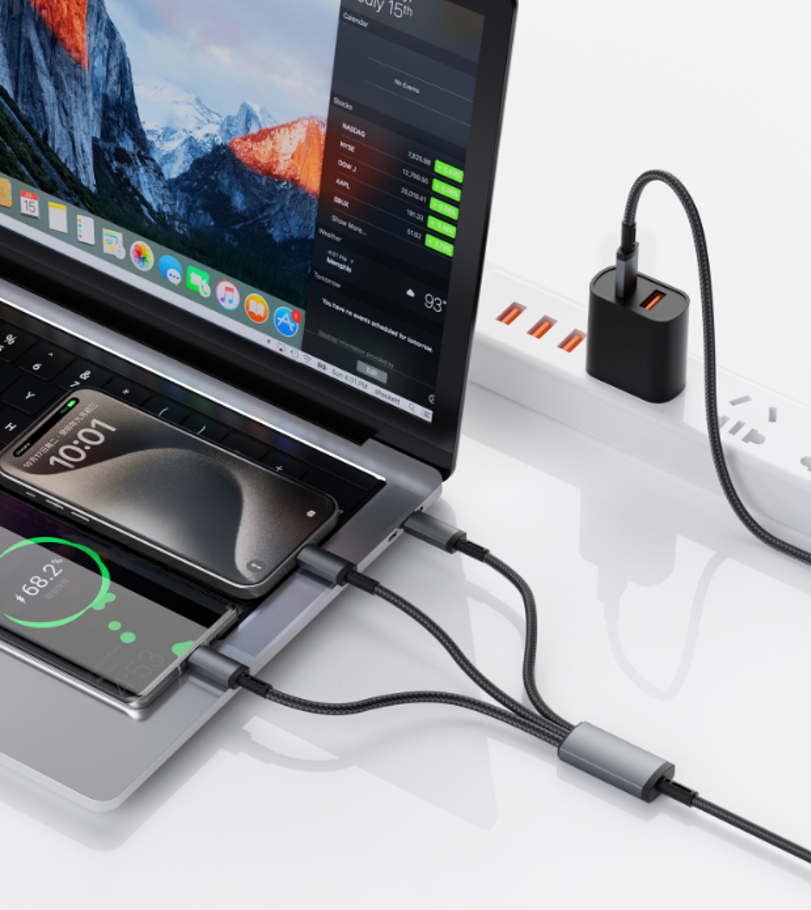 WiWU 钛闪系列数据线 Wi-C059(A-C+L+M)66W/1.2M