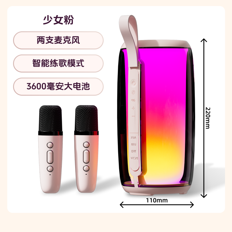 纽曼（Newmine）M18 双话筒K歌智能蓝牙音响 粉色